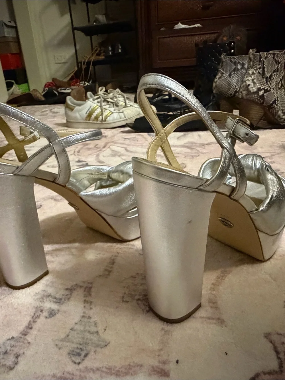 Michael Kors Silver Knot-Front Platform Slingback Heels - Worn once!!”